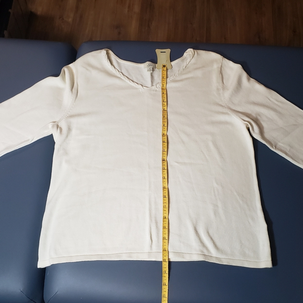 J.Jill Natural White L cotton 3/4 sleeve sweater
